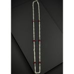 FRNCH 925 Ayar Gümüş İtalyan Model Kırmızı Zirkon Taşlı Gümüş Renk Erkek Kolye FRJ30939-1039-K