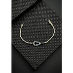 FRNCH 925 Ayar Gümüş İtalyan Model Lacivert Zirkon Taşlı Erkek Bileklik FRJ12615-3615-L