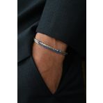 FRNCH 925 Ayar Gümüş İtalyan Model Lacivert Zirkon Taşlı Gümüş Renk Erkek Bileklik FRJ12359-3359-L