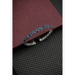 FRNCH 925 Ayar Gümüş İtalyan Model Zirkon Taşlı Lacivert Renk Erkek Bileklik FRJ12318-3318-L