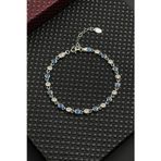 FRNCH 925 Ayar Gümüş Lacivert-Beyaz Zirkon Taşlı Gümüş Renk Erkek Bileklik FRJ12720-3720-LA