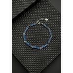 FRNCH 925 Ayar Gümüş Lacivert Zirkon Taşlı Erkek Bileklik FRJ12594-3594-L