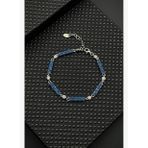 FRNCH 925 Ayar Gümüş Lacivert Zirkon Taşlı Erkek Bileklik FRJ12595-3595-L