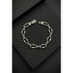 FRNCH 925 Ayar Gümüş Lacivert Zirkon Taşlı Gümüş Renk Erkek Bileklik FRJ12648-3648-L