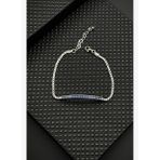 FRNCH 925 Ayar Gümüş Lacivert Zirkon Taşlı Gümüş Renk Erkek Bileklik FRJ12652-3652-L