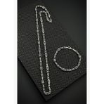 FRNCH 925 Ayar Gümüş Lacivert Zirkon Taşlı Gümüş Renk Erkek Bileklik/Kolye Set FRJ12657-3657-L