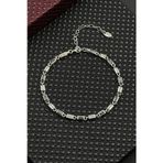 FRNCH 925 Ayar Gümüş Siyah-Beyaz Zirkon Taşlı Gümüş Renk Erkek Bileklik FRJ12718-3718-SB