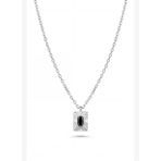 FRNCH 925 Ayar Gümüş Siyah Garnet Taşlı Gümüş Renk Kadın Kolye FRJ30972-1072-S