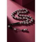FRNCH 925 Ayar Gümüş ve Arpa Kesim Oltu Taşlı Kırmızı Renk Tesbih FRJ80006-106-K8