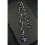 FRNCH 925 Ayar Gümüş ve Lapis Lazuli Doğal Taşlı Lacivert Renk Erkek Kolye FRJ30918-1018-L3