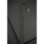 FRNCH 925 Ayar Gümüş ve Lapis Lazuli/Kaplan Gözü Doğal Taşlı Kahverengi Erkek Kolye FRJ30943-1043-LK