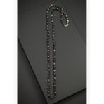 FRNCH 925 Ayar Gümüş ve Lapis Lazuli/Kaplan Gözü Doğal Taşlı Kahverengi Erkek Kolye FRJ30943-1043-LK