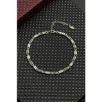 FRNCH 925 Ayar Gümüş Yeşil-Beyaz Zirkon Taşlı Gümüş Renk Erkek Bileklik FRJ12718-3718-YA