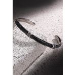 FRNCH FRJ11165-1265-BB Zirkon Taşlı Gerçek Deri Detaylı Handmade Erkek Kelepçe Bileklik