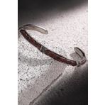 FRNCH FRJ11165-1265-BR Zirkon Taşlı Gerçek Deri Detaylı Handmade Erkek Kelepçe Bileklik
