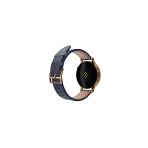 Fro 20Mm Kordon Genişliği Olan Saatlerle Uyumlu 20 Mm Hakiki Deri Düz Lacivert Kordon Gold Toka