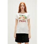 Frog T-Shirt Off-White Beyaz Baskılı Kadın Tişört