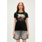 Frog T-Shirt Siyah Baskılı Kadın Tişört