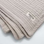 FROMPERA SUSTAINABLE Bebek Müslin Set%100 Pamuk, 5 Parça, Battaniye, Yaka Bezi, Muslin Uyku Arkadaşı, Büzgülü Kese (NATUREL)