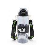 Froyalife Hello Pipetli Suluk, 800 ml, Siyah, Renkli Boyun Askılı Çocuk Su Şişesi