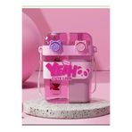 Froyalife Yeah Cute Lion Çift Hazneli Çift Kapaklı Çocuk Suluk Matara, 1 Litre, Pembe