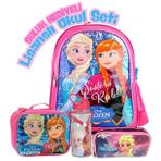 Frozen Elsa Anna Lisanslı Okul Seti – 4'lü Kombin (Sırt Çantası, Suluk, Kalemlik, Beslenme Çantası)