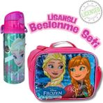 Frozen Lisanslı Beslenme Seti – Çelik Matara ve Beslenme Çantası | Elsa & Anna Desenli - 25x25x15 - Pembe