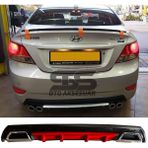 Fruens Hyundai Accent Blue Difüzör Arka Tampon Eki 2 Egzoz Çıkışlı Kırmızı Lüx Tip