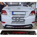 Fruens Hyundai Accent Blue Difüzör Arka Tampon Eki 2 Egzoz Çıkışlı Siyah Reflektörlü