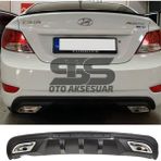 Fruens Hyundai Accent Blue Difüzör Arka Tampon Eki 2 Egzoz Çıkışlı Siyah