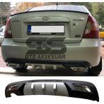 Fruens Hyundai Accent Era Difüzör Arka Tampon Eki 2 Egzoz Çıkışlı Gri