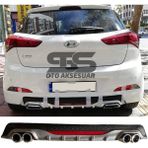Fruens Hyundai I20 Difüzör Arka Tampon Eki 4 Egzoz Çıkışlı Gri Reflektörlü