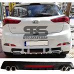 Fruens Hyundai I20 Difüzör Arka Tampon Eki 4 Egzoz Çıkışlı Siyah Reflektörlü