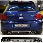 Fruens Peugeot 307 Difüzör Arka Tampon Eki 4 Egzoz Çıkışlı Gri Lüx Tip