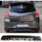 Fruens Renault Clio 3 Difüzör Arka Tampon Eki 4 Egzoz Çıkışlı Gri Lüx Tip