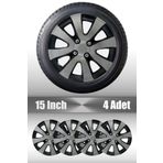 FRWY Fiat Egea Uyumlu 15" İnç 4 Adet 1 Takım Gri Siyah Jant Kapağı