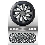 FRWY Fiat Egea Uyumlu 16" İnç 4 Adet 1 Takım Gri Siyah Jant Kapağı
