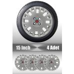 FRWY Fiat Punto Doblo Linea Fiorino 15" inç Uyumlu 4 Adet 1 Takım Gri Jant Kapağı
