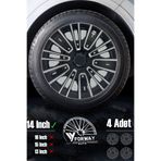 FRWY Ford Bütün Modelleri İçin Uyumlu 14" inç Gri-Siyah 4 Adet Jant Kapağı ( Fiesta Focus Courier vb. )