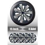 FRWY Ford Courier Connect Tourneo 15" inç Uyumlu 4 Adet 1 Takım Gri Siyah Jant Kapağı