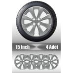FRWY Renault Clio 4 15" inç Uyumlu 4 Adet 1 Takım Gri Jant Kapağı