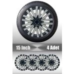 FRWY Renault Modus Laguna Espace Spring 15" inç Uyumlu 4 Adet 1 Takım Gri Siyah Jant Kapağı