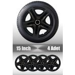 FRWY Renault Modus Laguna Espace Spring 15" inç Uyumlu 4 Adet 1 Takım Siyah Jant Kapağı