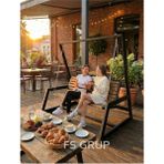 Fs Grup | Bahçe Salıncağı 3 Kişilik Metal Gövdeli Bahçe Salıncağı 130X190 cm - Siyah