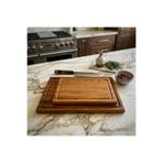 F&S WoodArt 2 Li Set- Doğal Ahşap Ceviz Rengi Oluklu Kesme Sunum Et Sebze Ekmek Doğrama Tahtası