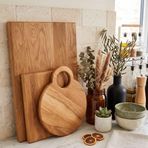 F&S WoodArt 3 lü Set - Meşe Doğal Ahşap Mutfak Kesme Sunum Et Ekmek Doğrama Tahtası