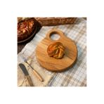 F&S WoodArt Doğal Ahşap Mutfak Kesme Sunum Et Ekmek Doğrama Tahtası - Küçük Boy Yuvarlak