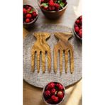 F&S WoodArt Edremit Zeytin Ağacı El Yapımı 2 Li Set Salata Eli - Servis Çatalı 15X7 cm - Ahşap