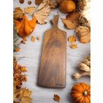 F&S WoodArt Tek Parça 48 Cm Masif Ahşap Eksiz Saplı Koyu Ceviz Kesme Tahtası Peynir şarap Sunum Mdl 12