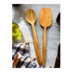 F&S WoodArt Zeytin Ağacı 2 li Set Ahşap Spatula Tahta tencere kaşığı 29 cm